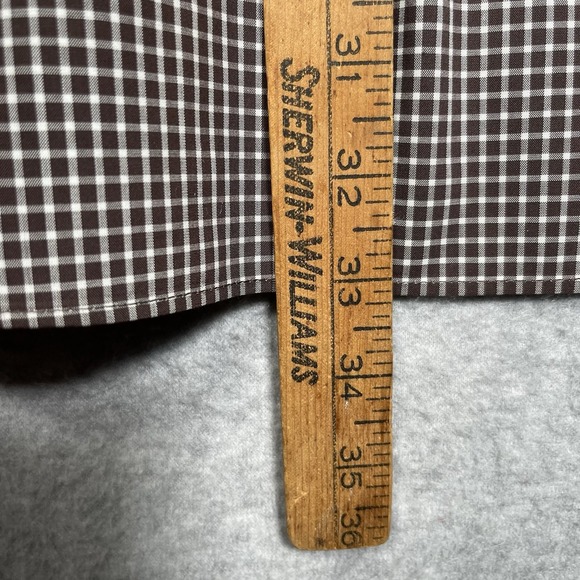 LL Bean XL Brown Checkered Button Down Long‎ Sleeve Wrinkle Resistant - Picture 7 of 8